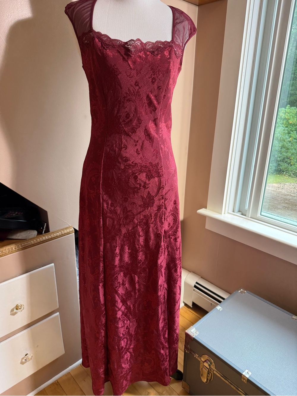 Vintage Victoria's Secret Deep Burgundy Lace Maxi Dress